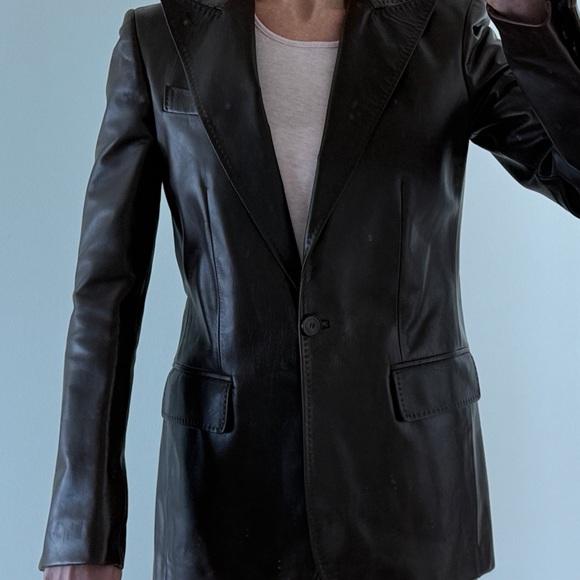 Gucci Jackets & Blazers - Vintage Gucci Dark Brown Leather Jacket, Tom Ford Era